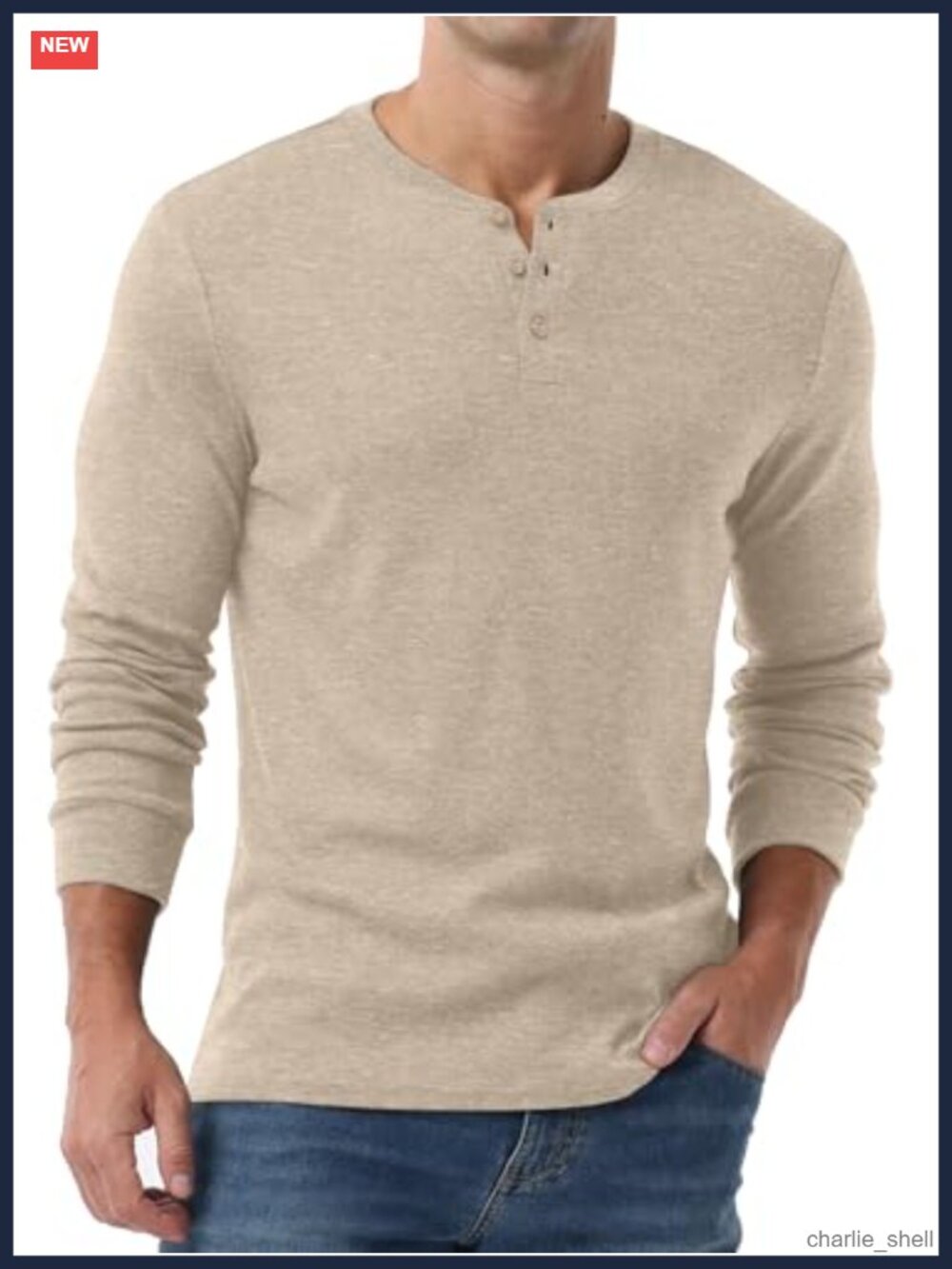 Men's Long Sleeve Henley Shirt Polyester Spandex Blend Pullover Casual